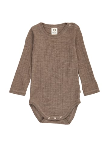 müsli Langarmbody aus Merinowolle in Walnut melange