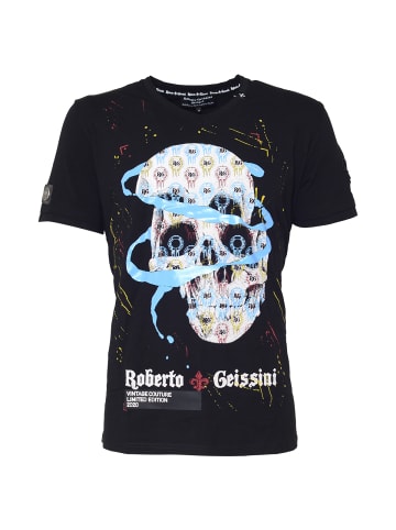 Roberto Geissini Blue Skull T-Shirt Schwarz Unisex