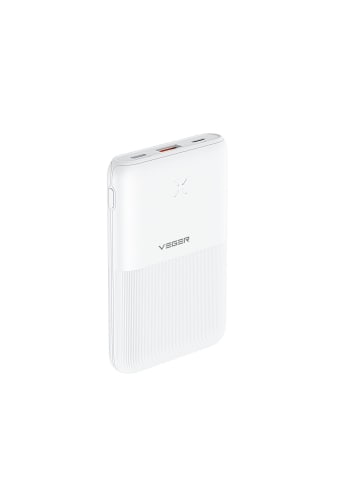 Veger Power Bank S12 - 10 000mAh LCD Quick Charge PD 20W Micro-USB in Weiß