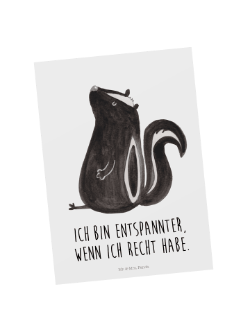 Mr. & Mrs. Panda Grußkarte Stinktier Sitzen mit Spruch in Weiß