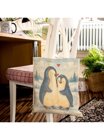 Mr. & Mrs. Panda Tote Bag Pinguin umarmen Design ohne Spruch in Weiß