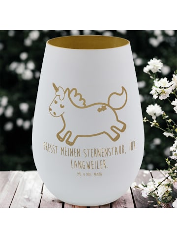 Mr. & Mrs. Panda Teelichthalter Glas Einhorn Happy mit Spruch in Weiß