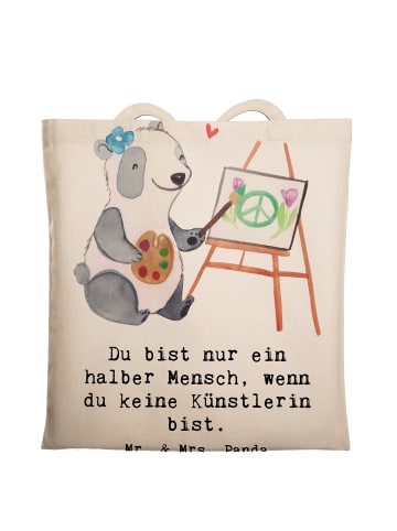 Mr. & Mrs. Panda Tote Bag Künstlerin Herz mit Spruch in Creme
