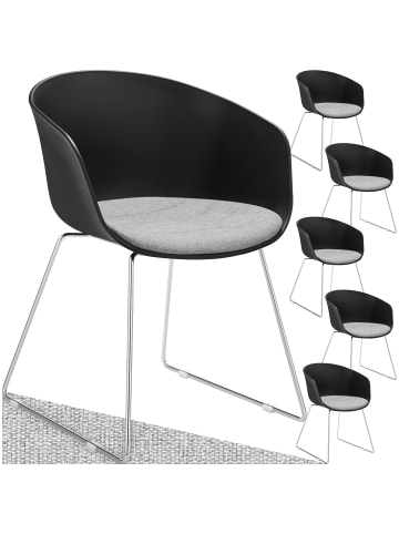 tectake Kunststoff-Armlehnstuhl Logart  59,5 x 56 x 80,5 cm, schwarz/chrom