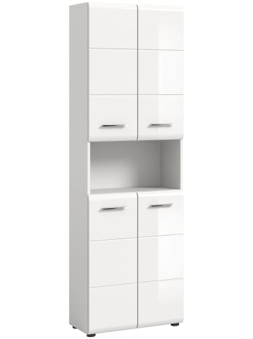 xonox.home Hochschrank breit in Weiß/Weiß Hochglanz - (B) 60 x (H) 185 x (T) 30