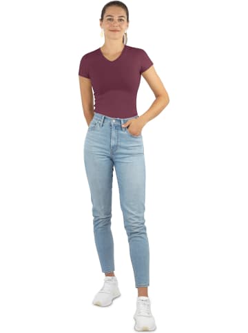 normani Figurbetontes T-Shirt mit V-Ausschnitt Siena in Burgund