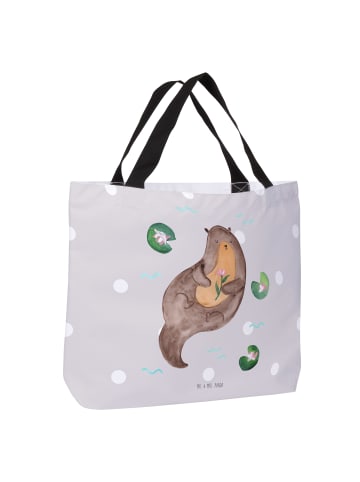 Mr. & Mrs. Panda Shopper Tasche Otter Seerose ohne Spruch in Grau Pastell