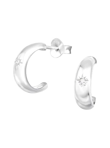 Alexander York Creolen STERN Kristall weiß in 925 Sterling Silber, 2-tlg. in silber