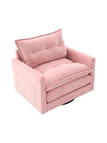 ABRIHOME Loungesessel in Rosa 360° drehbar mit Armlehnen und Kissen 
