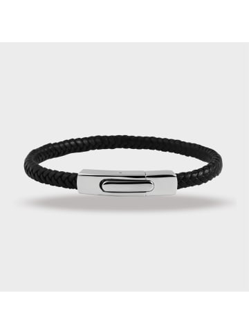 Adeliás Unisex Armband – Armreif aus Leder 21 cm in schwarz