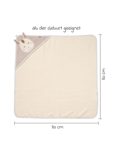 Fehn 2-tlg. Bade-Set - Kapuzenbadetuch in beige,pink