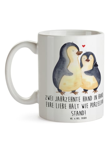 Mr. & Mrs. Panda Kaffeebecher 20. Hochzeitstag Porzellanhochzeit... in Weiß
