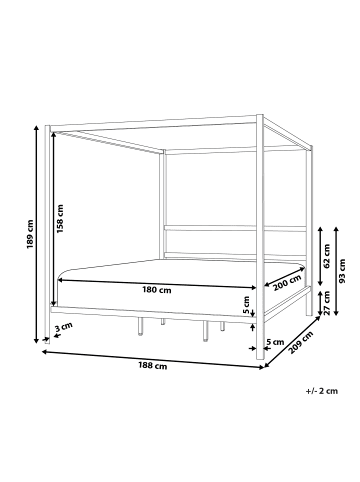 Beliani 2-tlg Himmelbett LESTARDS in Schwarz