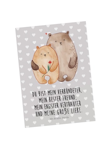 Mr. & Mrs. Panda Postkarte Bären Liebe mit Spruch in Grau Pastell