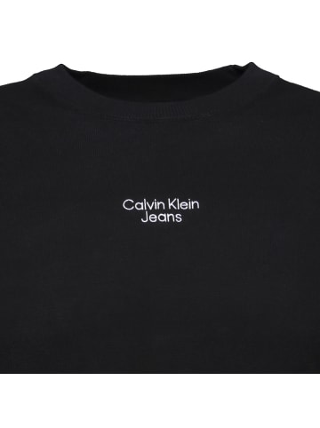 Calvin Klein Sweatshirt Jeans Stacked Logo Crew Neck in schwarz