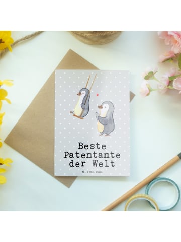 Mr. & Mrs. Panda Grußkarte Pinguin Beste Patentante der Welt mit... in Grau Pastell
