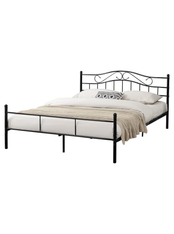 en.casa Metallbett Florenz in Schwarz (B)160cm