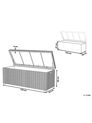 Beliani Truhe MODENA in Grau - (W) 158 x (H) 66 x (L) 63 cm
