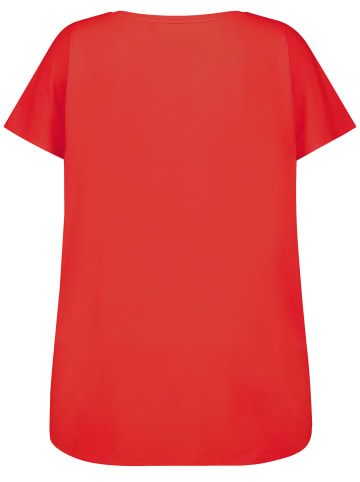 SAMOON T-Shirt Kurzarm Rundhals in Power Red gemustert