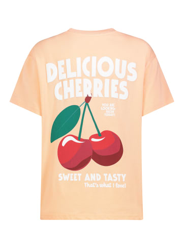 Sublevel Rundhals T-Shirt Kurzarm Motivprint Casual in Orange