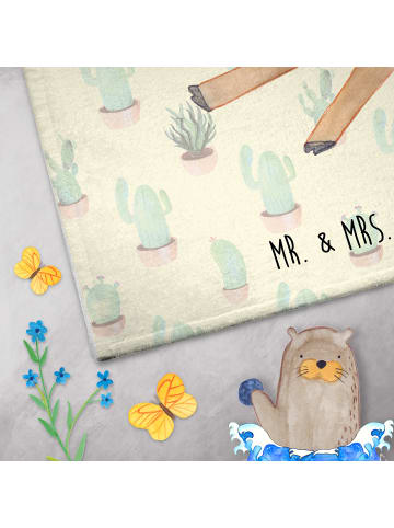 Mr. & Mrs. Panda Handtuch Klein Alpaka Blume ohne Spruch in Kaktus Grün