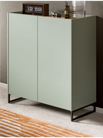 Inn.Furn Schuhschrank Salbei grün, Artisan Eiche, Flur Kommode 90 x 97 cm, Soft-Close