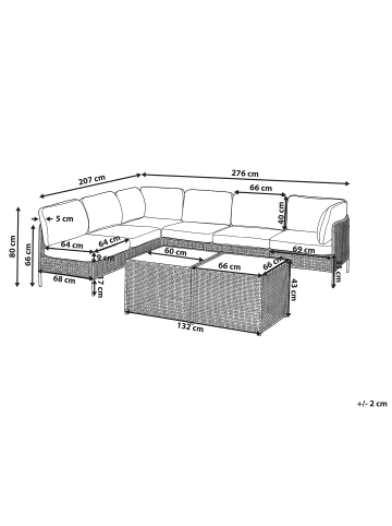 Beliani 8-tlg Lounge Set OMEGANA in Beige/Schwarz