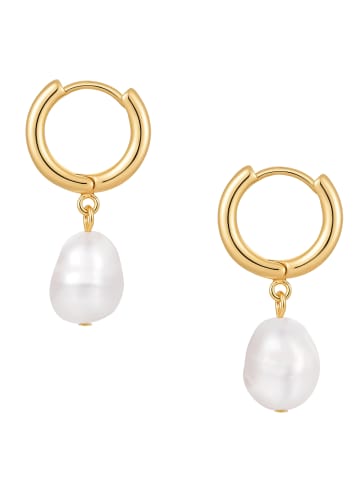 Lulu & Jane Ohrringe aus Metall-Legierung mit Süßwasser-Zuchtperle in weiß
