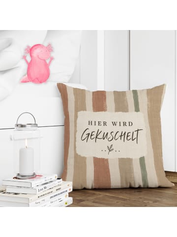 Mr. & Mrs. Panda Couchkissen Kissen Gestreift Design mit Spruch in Weiß
