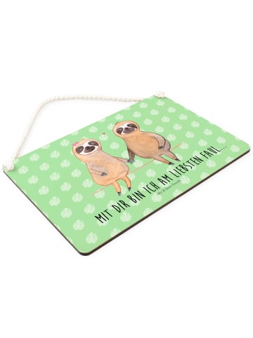 Mr. & Mrs. Panda Deko Schild Faultier Pärchen mit Spruch in Tropengrün