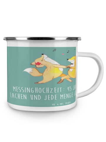 Mr. & Mrs. Panda Tasse 45. Hochzeitstag Messinghochzeit mit Spruch in Meeresbrise