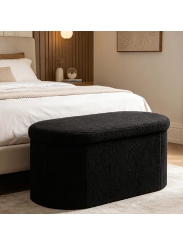 relaxdays Sitzbank in Schwarz - (B)76 x (H)38 x (T)38 cm