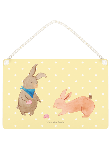 Mr. & Mrs. Panda Schild Hasen Muschel ohne Spruch in Gelb Pastell