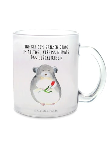 Mr. & Mrs. Panda Trinkglas Chinchilla Blume mit Spruch in Transparent
