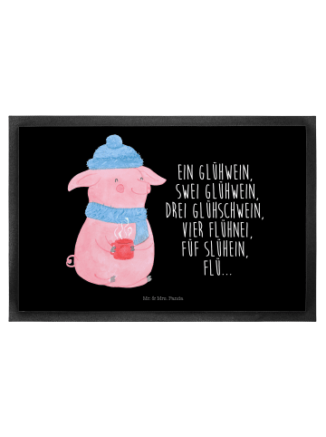 Mr. & Mrs. Panda Schmutzfangmatte Schweinchen Glühwein mit Spruch in Schwarz