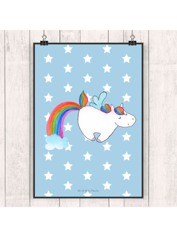 Mr. & Mrs. Panda Poster Einhorn Pegasus ohne Spruch in Blau Pastell