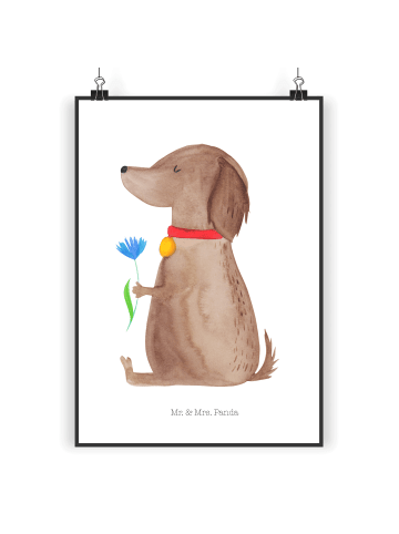 Mr. & Mrs. Panda Poster Hund Blume ohne Spruch in Weiß