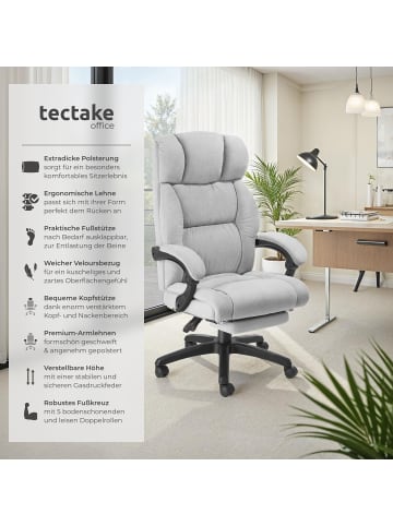 tectake Bürostuhl, Belastbarkeit 120 kg, dicke Polsterung mit weichem Velours