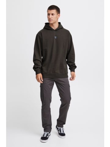 INDICODE Hoodie 55651MM überschnittener Kapuzenpullover mit Logoprint in Grau