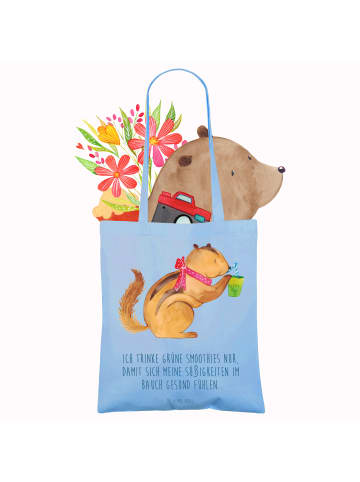 Mr. & Mrs. Panda Jutebeutel Eichhörnchen Smoothie mit Spruch in Sky Blue