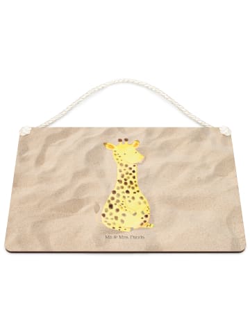 Mr. & Mrs. Panda Schild Giraffe Zufrieden ohne Spruch in Sandig