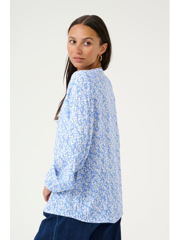 Kaffe Langarm-Bluse KAmathilde in Blue/Chalk Graphic Print