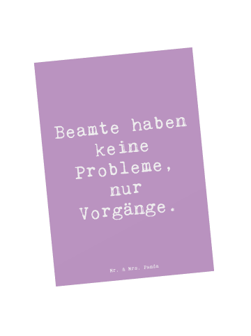 Mr. & Mrs. Panda Postkarte Spruch Beamter ohne Probleme mit Spruch in Lavendeltraum
