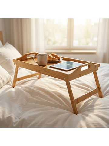 relaxdays Betttablett in Natur - (B)60 x (H)23 x (T)30 cm