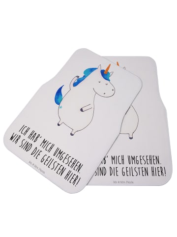 Mr. & Mrs. Panda Fahrer Autofußmatte Einhorn Mann mit Spruch in Weiß