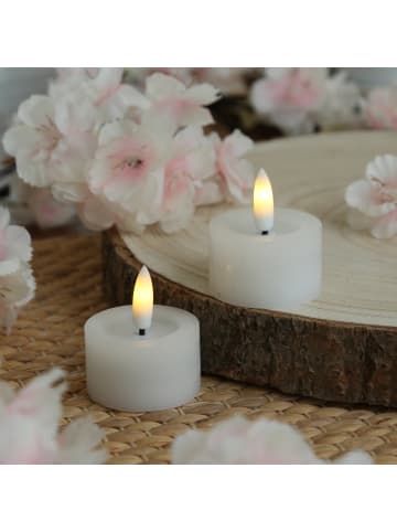 Adilina 2x LED Mini Teelichter Lina Rustik Optik Echtwachs D: 4,5cm in weiß