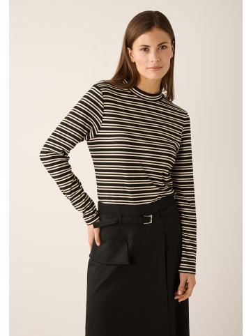 More & More schmales Ringelshirt, gerippt in black/offwhite