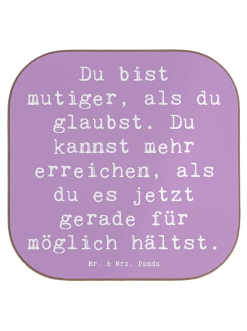 Mr. & Mrs. Panda Getränkeuntersetzer Spruch Mut und Tapferkeit m... in Lavendeltraum