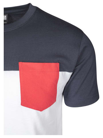 Urban Classics T-Shirt in white/navy/fire red