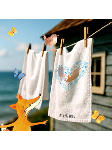 Mr. & Mrs. Panda Handtuch Mäuse Herz ohne Spruch in Weiß